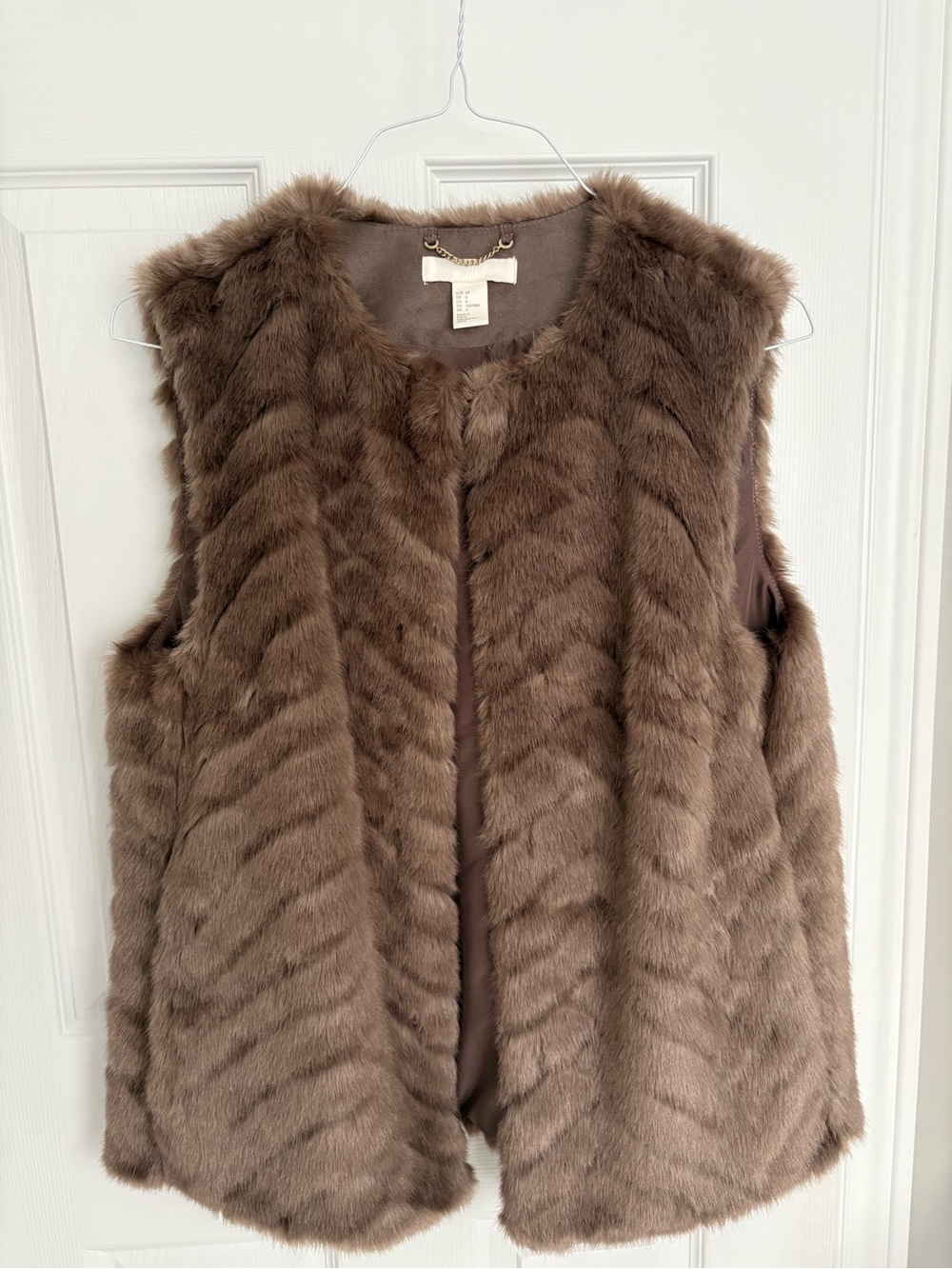 H&M Brown Faux Fur Sleeveless Vest